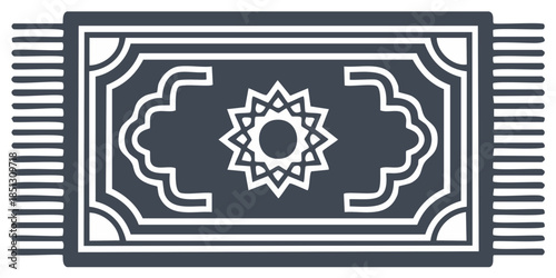 Stylized Islamic prayer rug icon with traditional geometric star design