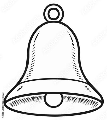 Hand drawn illustration of a simple ringing bell with a hanging loop