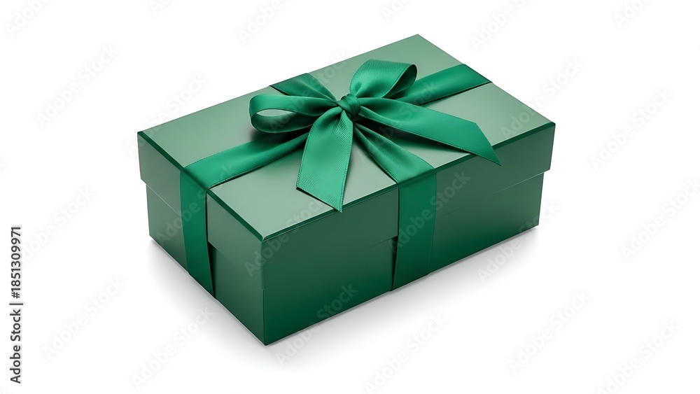 Obraz premium A green gift box with ribbon