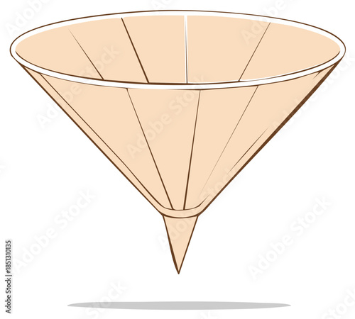 Beige Nón Lá conical hat illustration traditional Asian cultural headwear simple flat vector design element