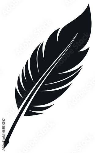 Black quill pen vector illustration symbolizing writing and literature