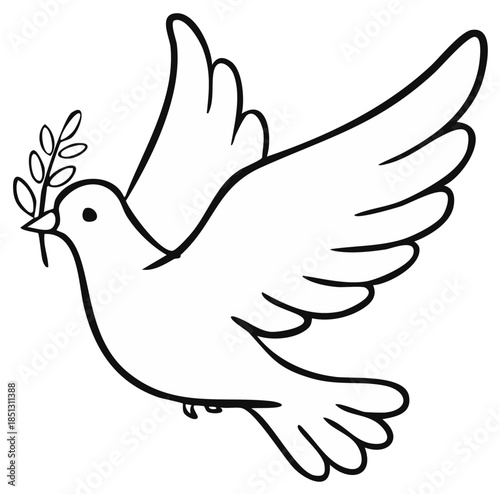 Illustration of a dove carrying an olive branch, symbol of peace.