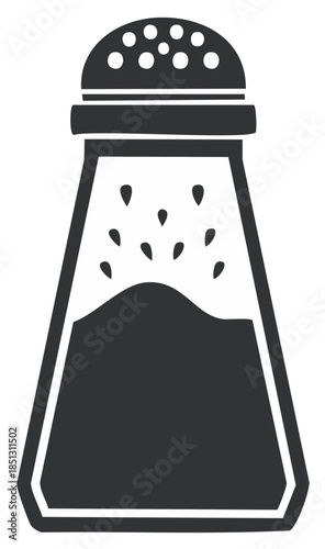 Salt shaker illustration in black and white style