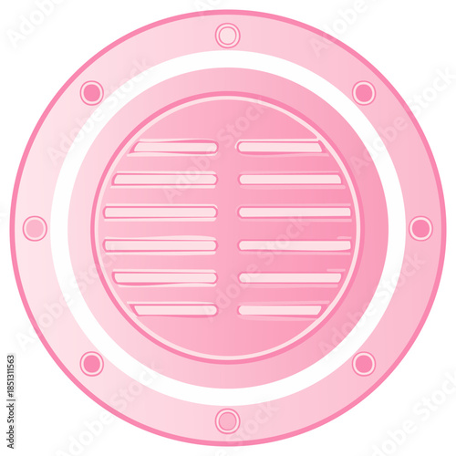 Pink Metal Port Hole Detail with Round Frame and Ventilation Grille