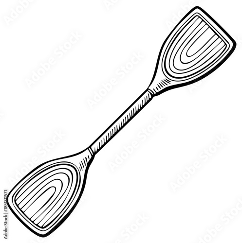 Hand Drawn Illustration of a Kayak Paddle Isolated on White Canoeing Equipment Watersport Accessory