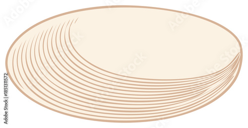 Beige Clam Shell Flat Lay with Brown Line Texture Vector Illustration