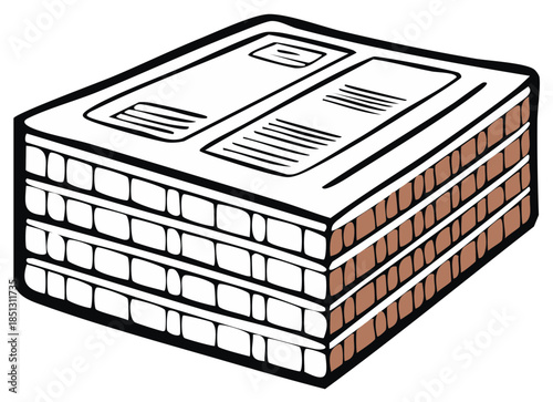 Illustration of a Stack of Newspaper Bundles, Paper Products, and Print Media