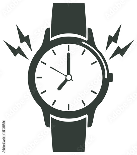 Vibrating wristwatch alarm icon for time management and urgent reminders