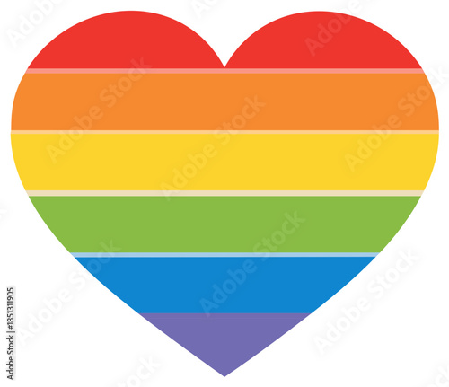 Vibrant rainbow striped heart symbol of love, pride, diversity, and equality for all