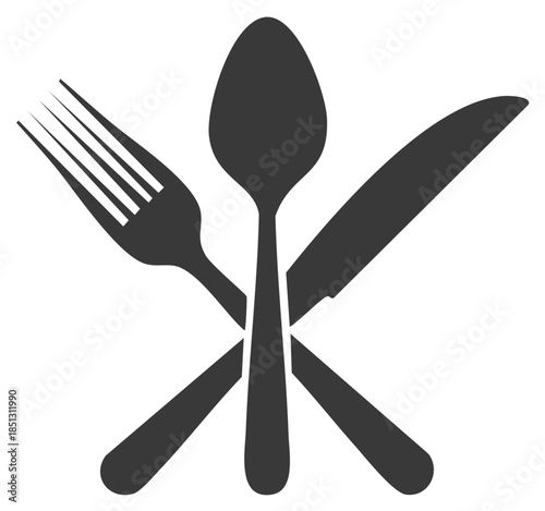 Crossed Flatware Fork Spoon Knife Simple Silhouette Icon