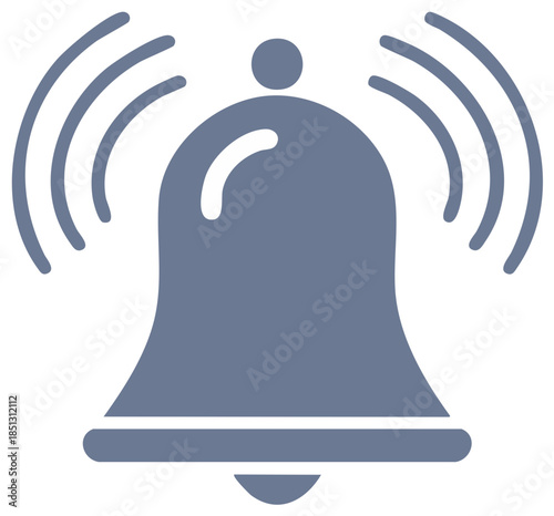Minimalist ringing bell icon with sound waves symbolizing alerts notifications and reminders