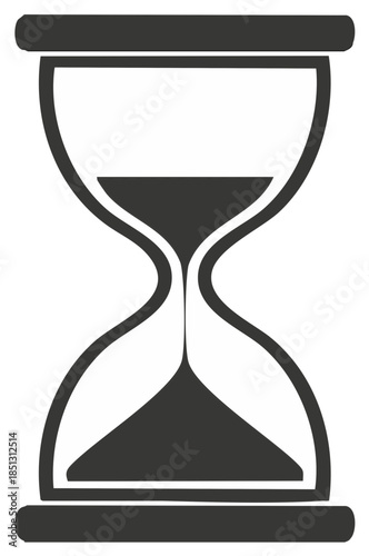 Hourglass with dark sand falling, representing the passage of time and urgency