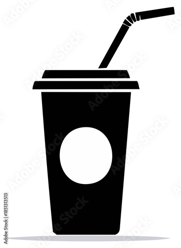 Disposable Cup with Straw Icon Beverage container takeout drink cup