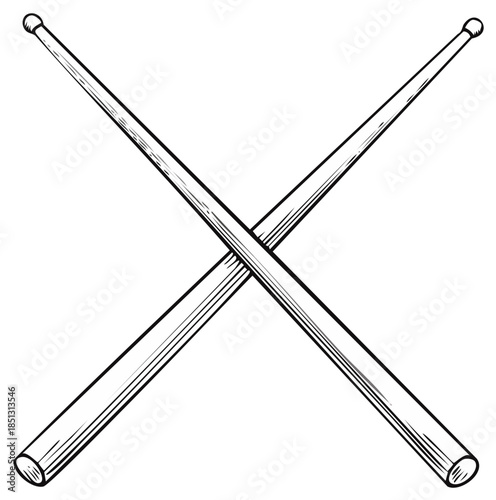 Crossed Drumsticks Illustration Simple Black And White Musical Instrument Icon
