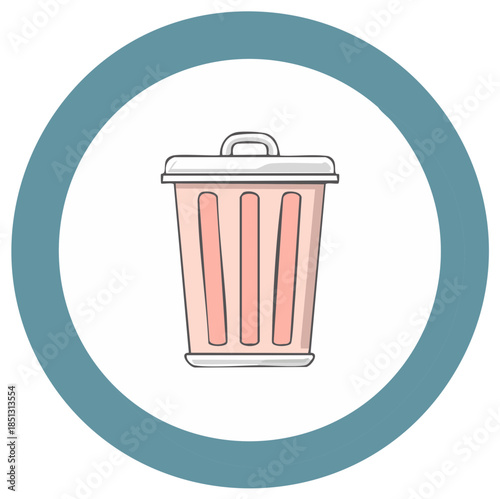Stylized Pink Trash Can Icon for Deletion and Waste Disposal