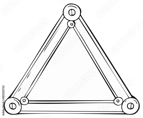 Geometric triangle frame illustration with mechanical joint details and connected segments