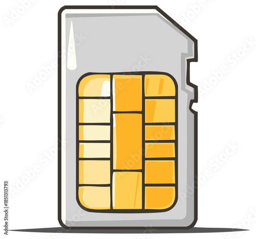 SIM Card Design: Gray Card with Gold Contacts for Communication Devices