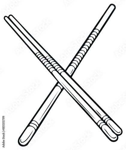 Two Crossed Chopsticks Symbolizing Asian Cuisine and Food Utensils