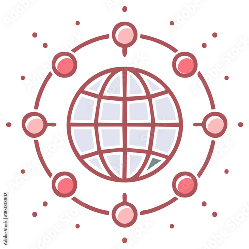 Global network connectivity icon depicting worldwide communication and data flow