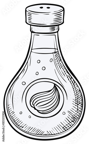 Sketch of a Salt Shaker or Seasoning Dispenser with Interior Detail