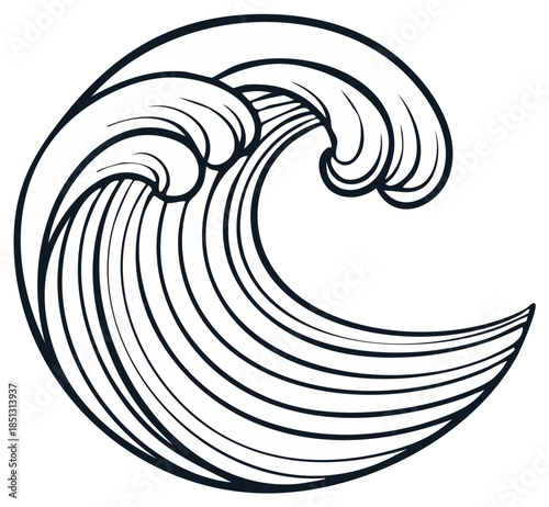 Stylized Oceanic Wave Vector Illustration