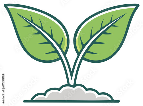 Stylized depiction of green sprouts emerging from soil illustration for plant life or environmental sustainability themes