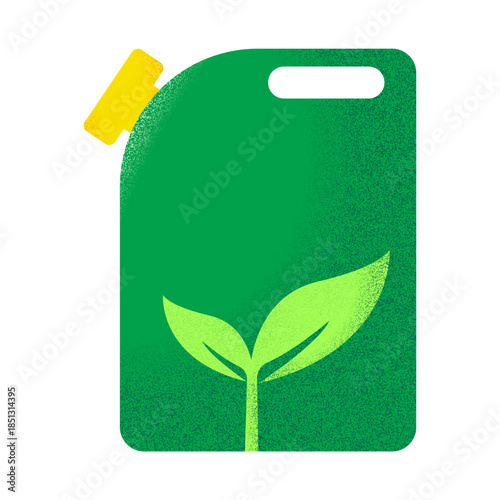 Sustainable Green Biofuel Canister with Plant Sprout Symbol