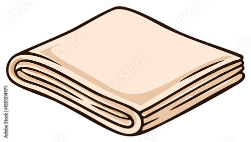 Cartoon illustration of a neatly folded beige cloth or napkin
