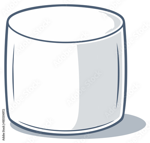 Cartoon illustration of a cylindrical marshmallow in color, isolated.