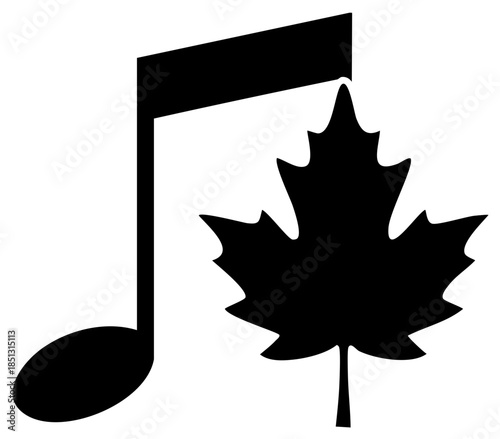 Black Musical Note and Maple Leaf Symbol Combination