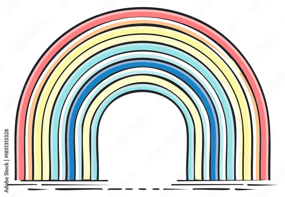 Fototapeta premium Colorful Rainbow Arches Illustration, Hand-Drawn Vector Graphic