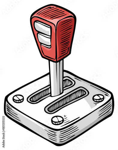 Vibrant Red Automatic Car Gear Shifter Lever for Vehicle Transmission Control Doodle Style