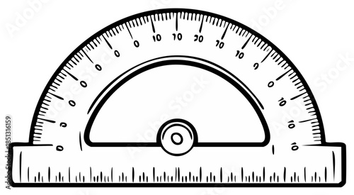 Protractor Measuring Instrument Black and White Educational Tool Angle Measurement