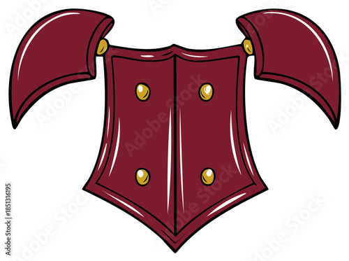 Fantasy knight's maroon breastplate and pauldron armor illustration