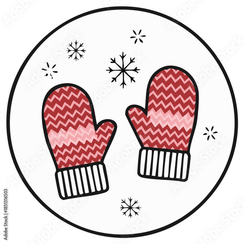 Warm winter mittens and snowflakes icon illustration vector design