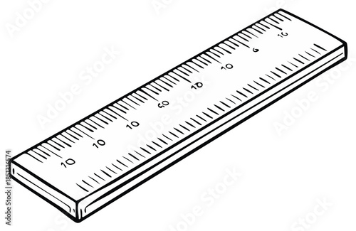 Simple Black and White Ruler Illustration for Measuring Length or Distance