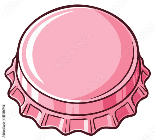 Single Pink Bottle Cap with Ridged Edges and Glossy Surface