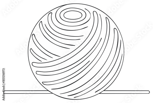 Stylized illustration of a ball of yarn with a single strand protruding