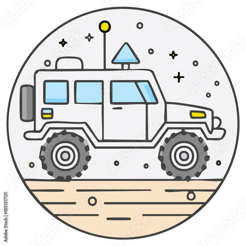 Stylized Off-Road Vehicle Icon for Exploration and Adventure