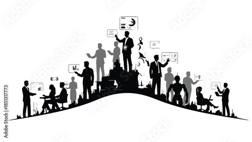 silhouettes of people in the city