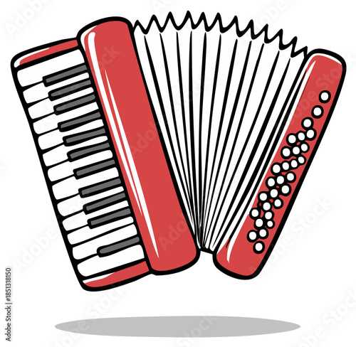 Red accordion instrument music graphic illustration