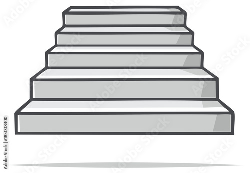 Gray cartoon stairs rising upwards a simple illustration showing steps leading to a higher level