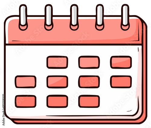 Pink ringed calendar doodle for time management and event scheduling planning