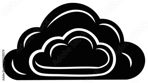 Stylized Black Cloud Graphic with White Outline