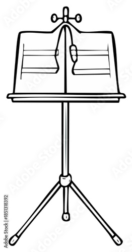 Line drawing of a music stand, simple and stylized, ready for sheet music.