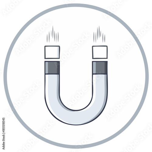 Simple horseshoe magnet icon with stylized magnetic field lines emanating from poles