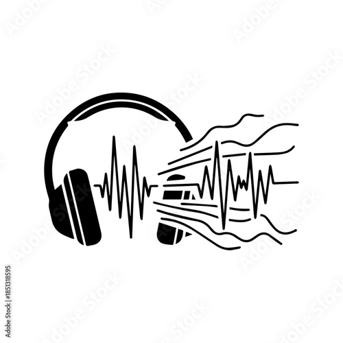 Headphones emitting sound waves