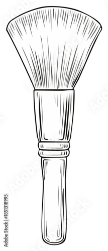Stylized powder brush illustration beauty tool cosmetic applicator drawing