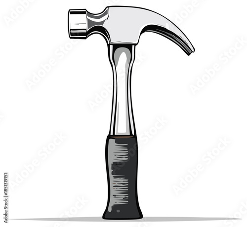 Vector illustration of a classic claw hammer, an essential tool for carpentry, construction, and home improvement projects.