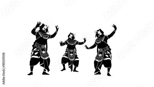 Celebrating Culture: A silhouette gracefully represents traditional dance performance with elaborate attire, capturing the spirit of heritage.